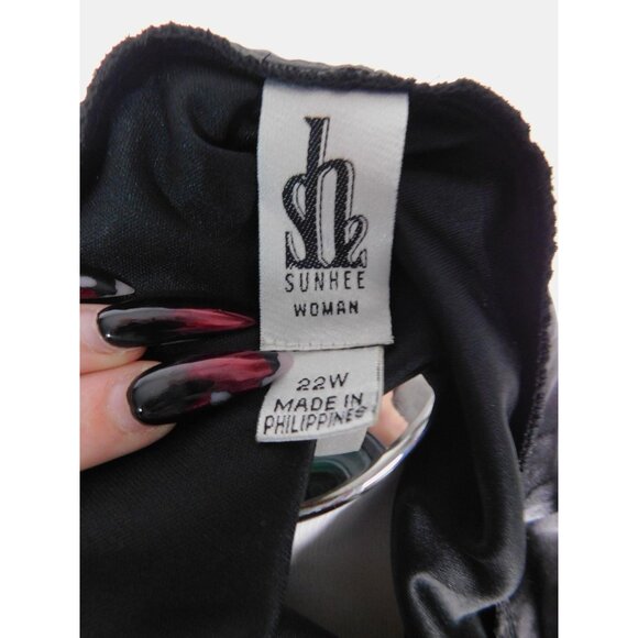 Sunhee Woman Black Pleated Midi Dress 22W - Square Neck Flutter Sleeve - Excelle - Picture 10 of 12